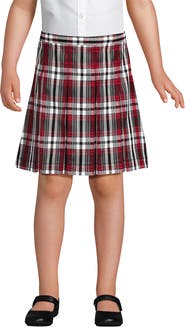 Lands' End School Uniform Girls Plaid Box Pleat Skirt Top of the Knee