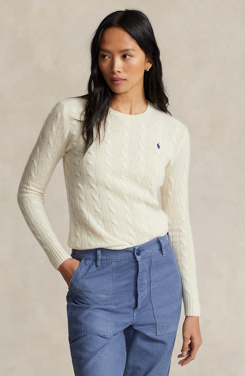 Polo Ralph Lauren Julianna Cable Stitch Wool & Cashmere Sweater, Alternate, color, Authentic Cream