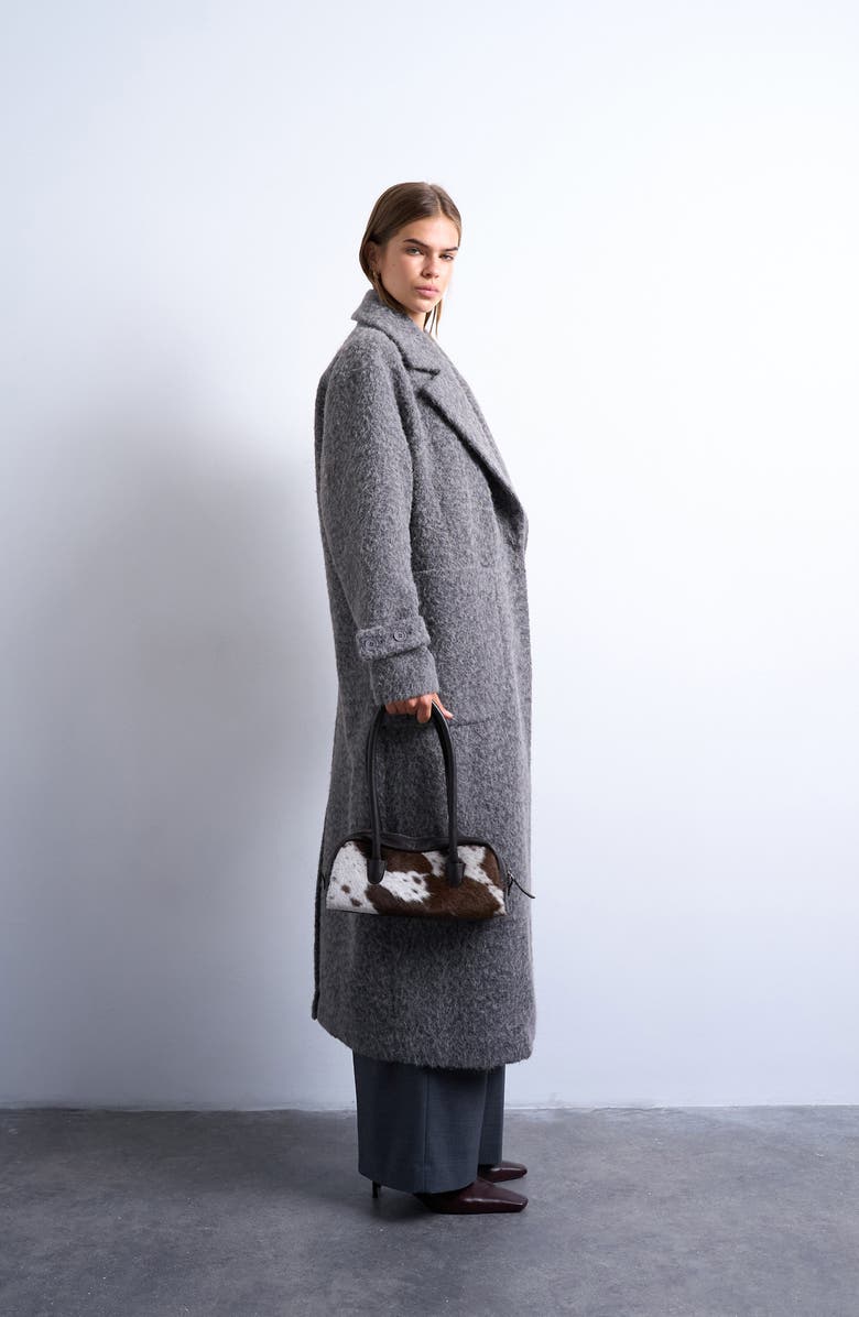Topshop Chuck On Longline Brushed Coat, Alternate, color, Charcoal