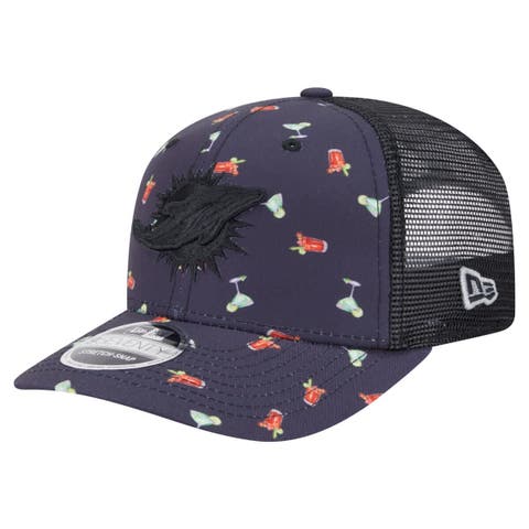 Men's New Era  Navy/Black Miami Dolphins Adventure Drinks Pattern 9SEVENTY Stretch-Snap Hat