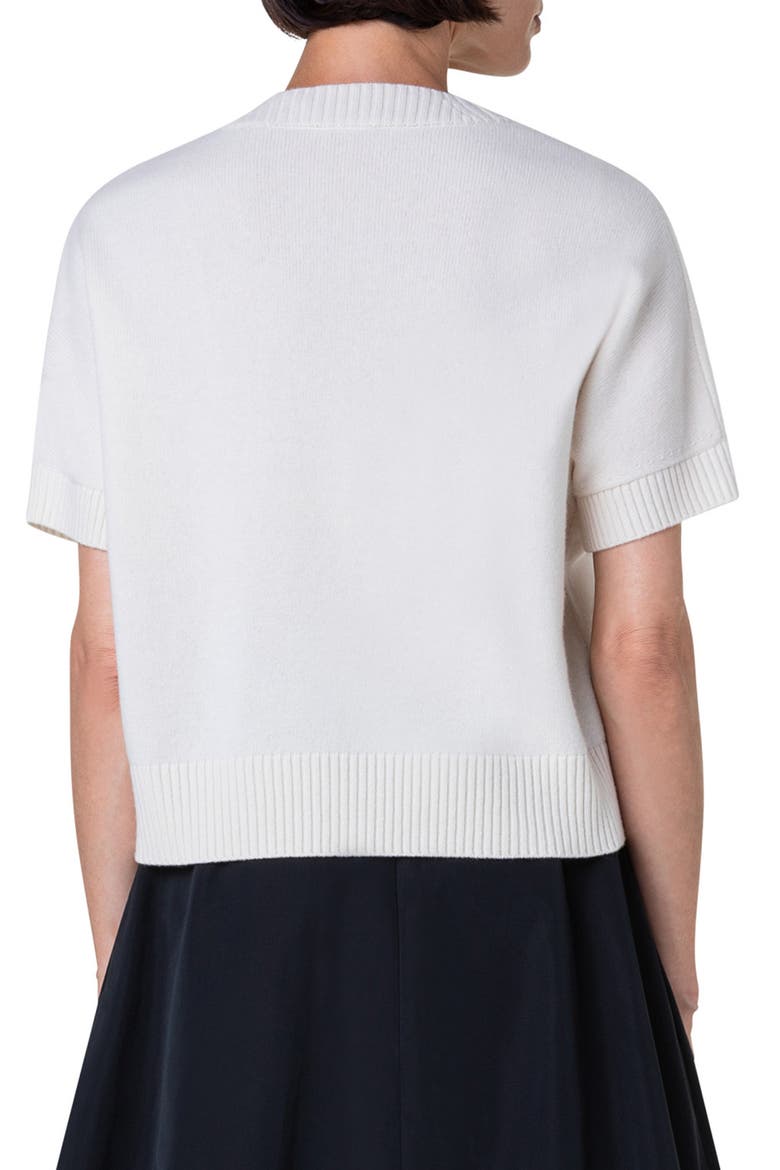 Bird Graphic Virgin Wool & Cashmere Sweater, Alternate, color, CREAM-BLACK