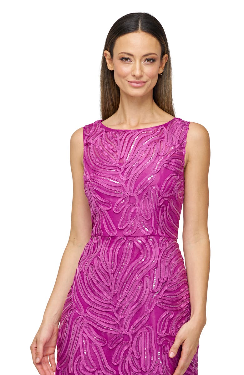 JS Collections Sequin Soutache Lace Cocktail Dress, Alternate, color, Deep Orchid
