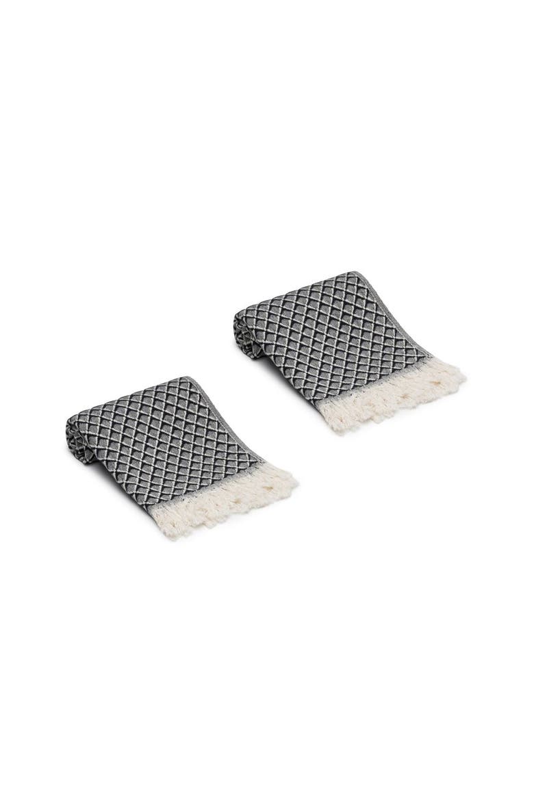 Serenity Grid Turkish Cotton Hand Towels - Set of 2, Main, color, Black