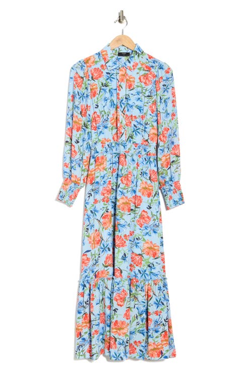 Floral Long Sleeve Maxi Shirtdress