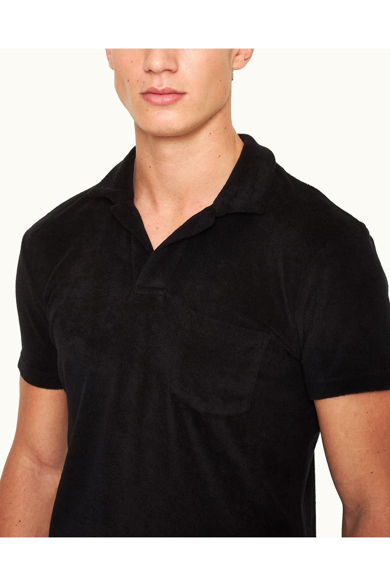 Terry Towelling Tailored Fit Towelling Polo Shirt, Alternate, color, Black