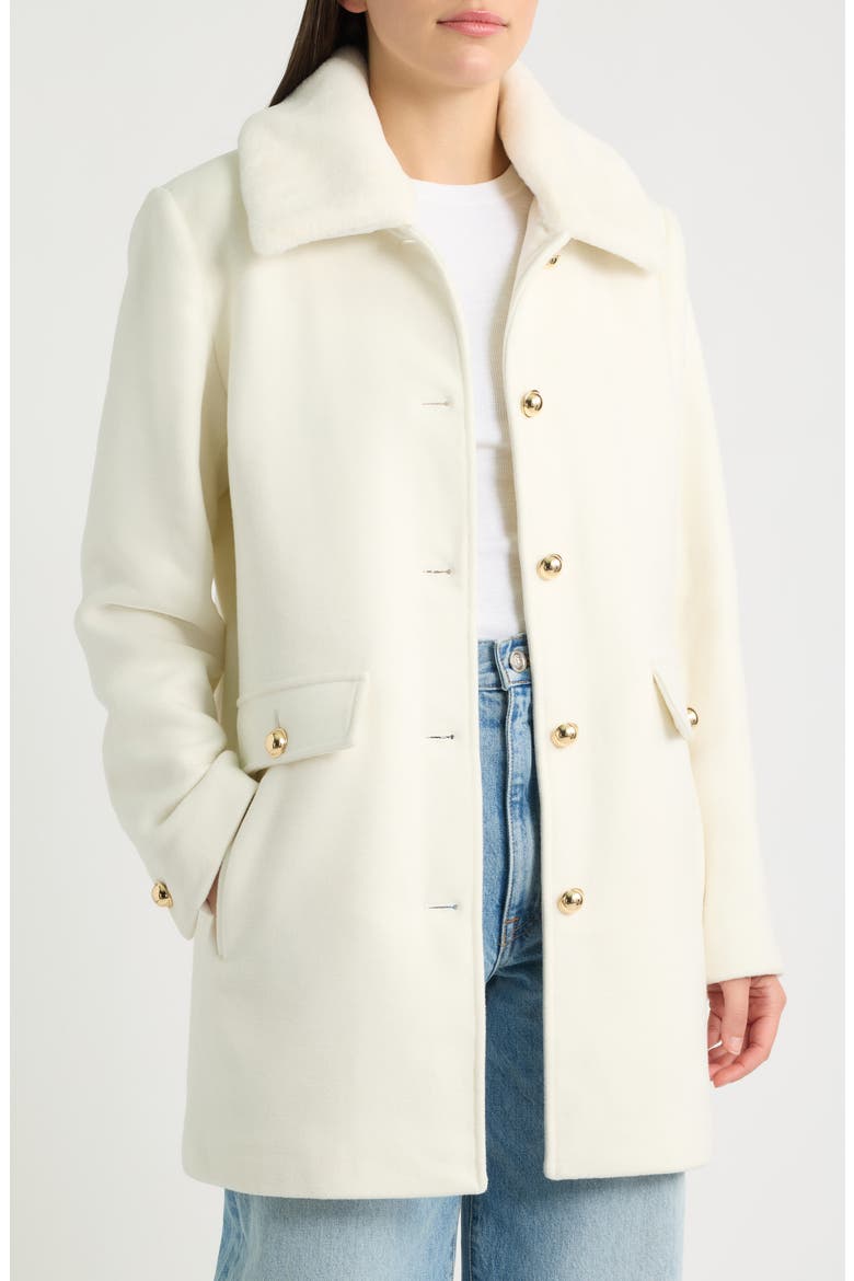 Jacket with Faux Fur Collar, Alternate, color, VANILA ICE