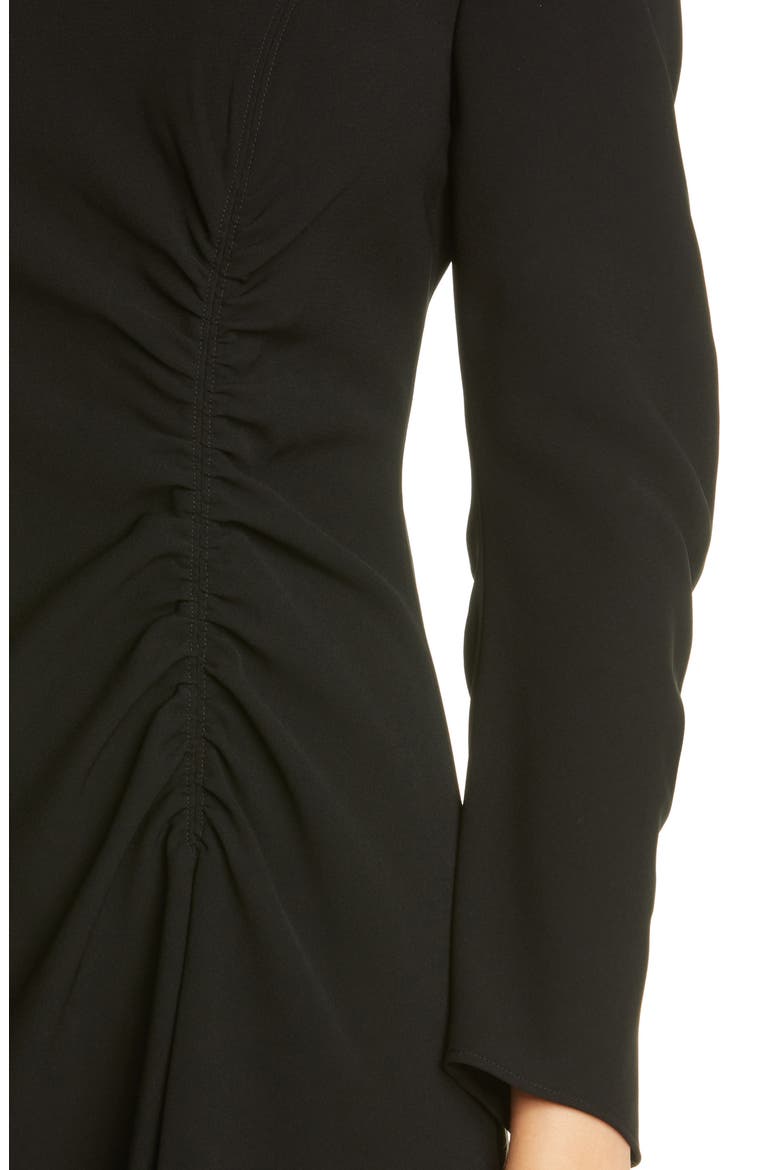 Collina Ruched Long Sleeve Midi Dress, Alternate, color, BLACK