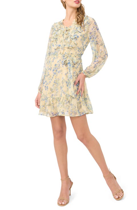 Floral Print Long Sleeve Minidress