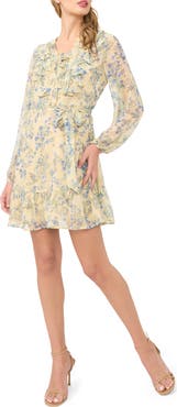 Halogen® Floral Print Long Sleeve Minidress