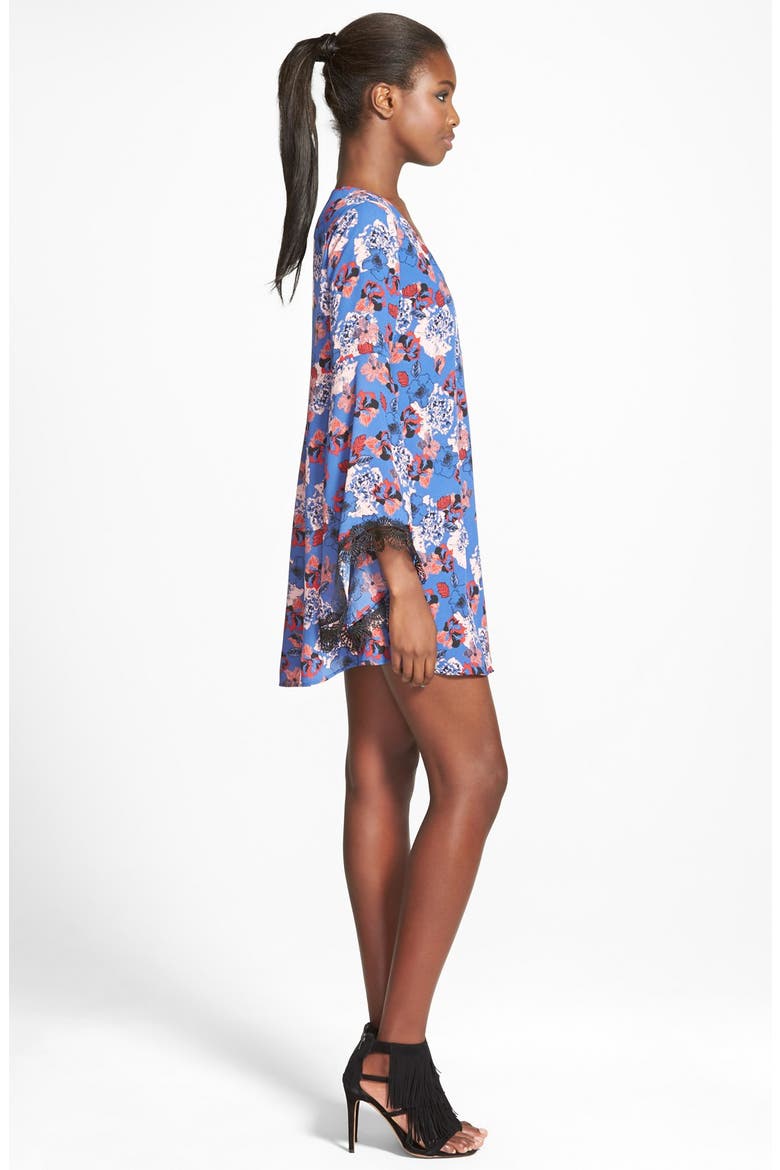 ASTR Lace Trim Shift Dress, Alternate, color, BLUE MULTI
