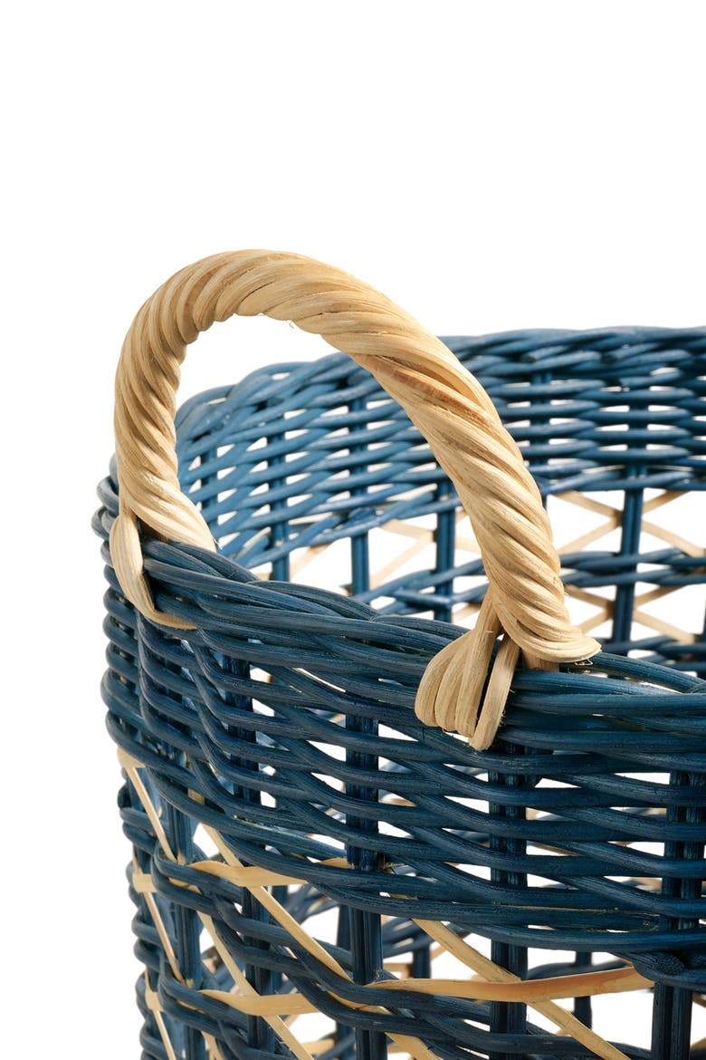 Java Round Rattan Basket 15 In, Alternate, color, Blue