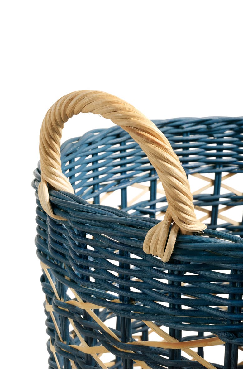 Zsa Zsa Zsu Java Round Rattan Basket 15 In, Alternate, color, Blue