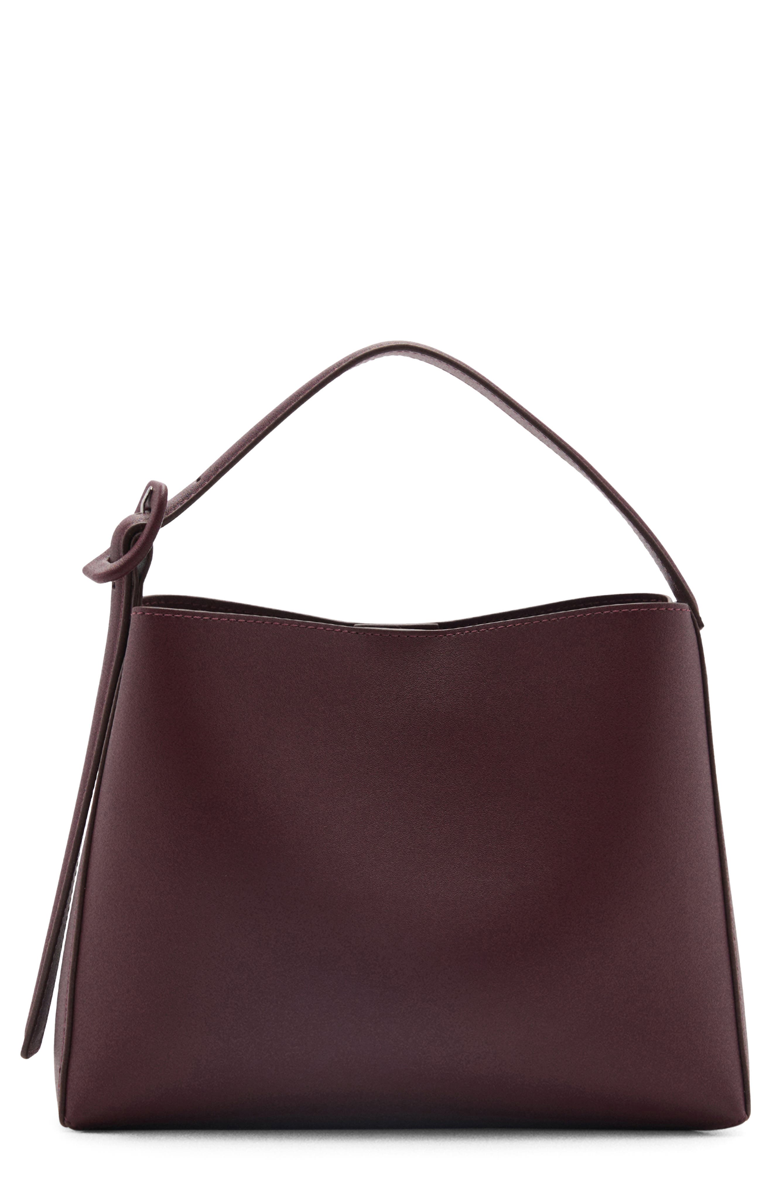 MANGO Faux Leather Shopper Tote, Main, color, Burgundy
