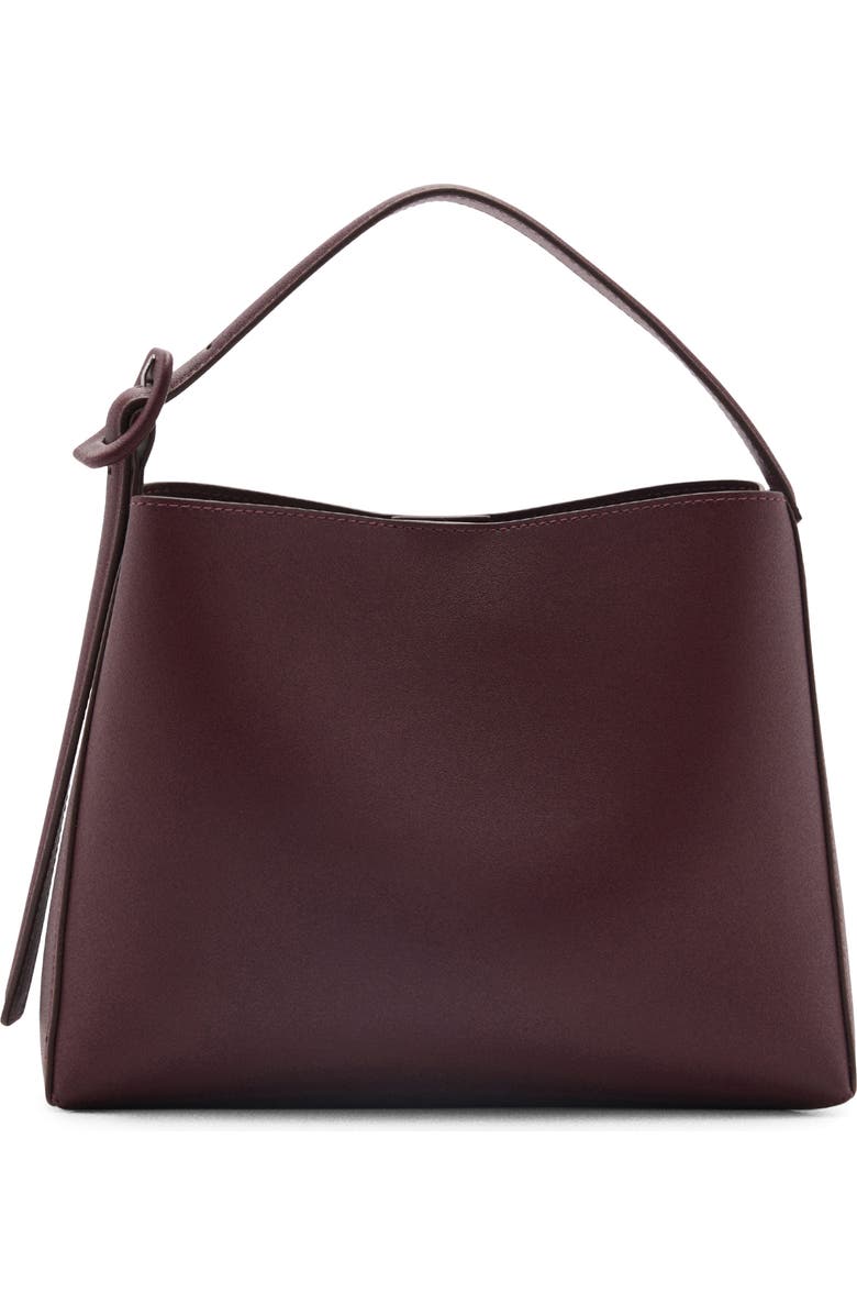 MANGO Faux Leather Shopper Tote, Main, color, Burgundy