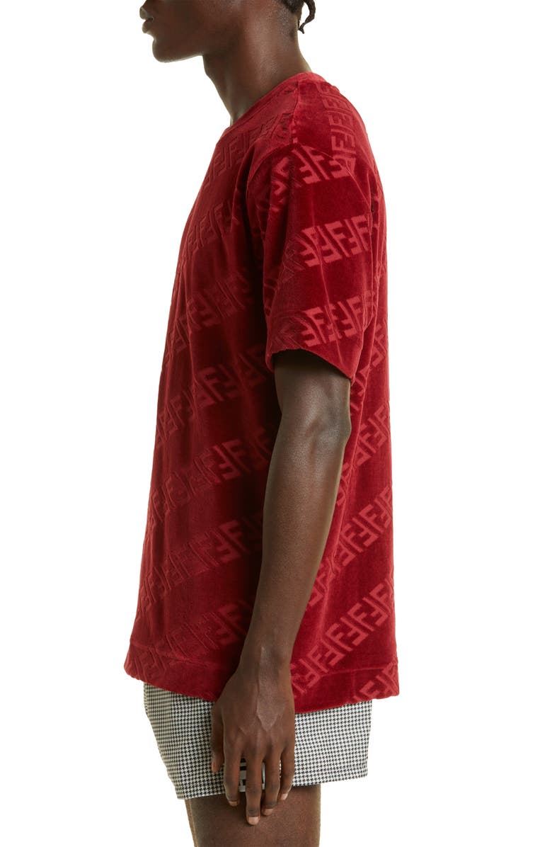 Fendi Men's FF Logo Chenille T-Shirt, Alternate, color, 