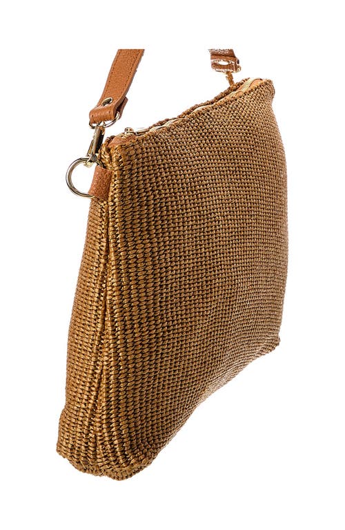 Persaman New York Straw Shoulder Bag In Brown