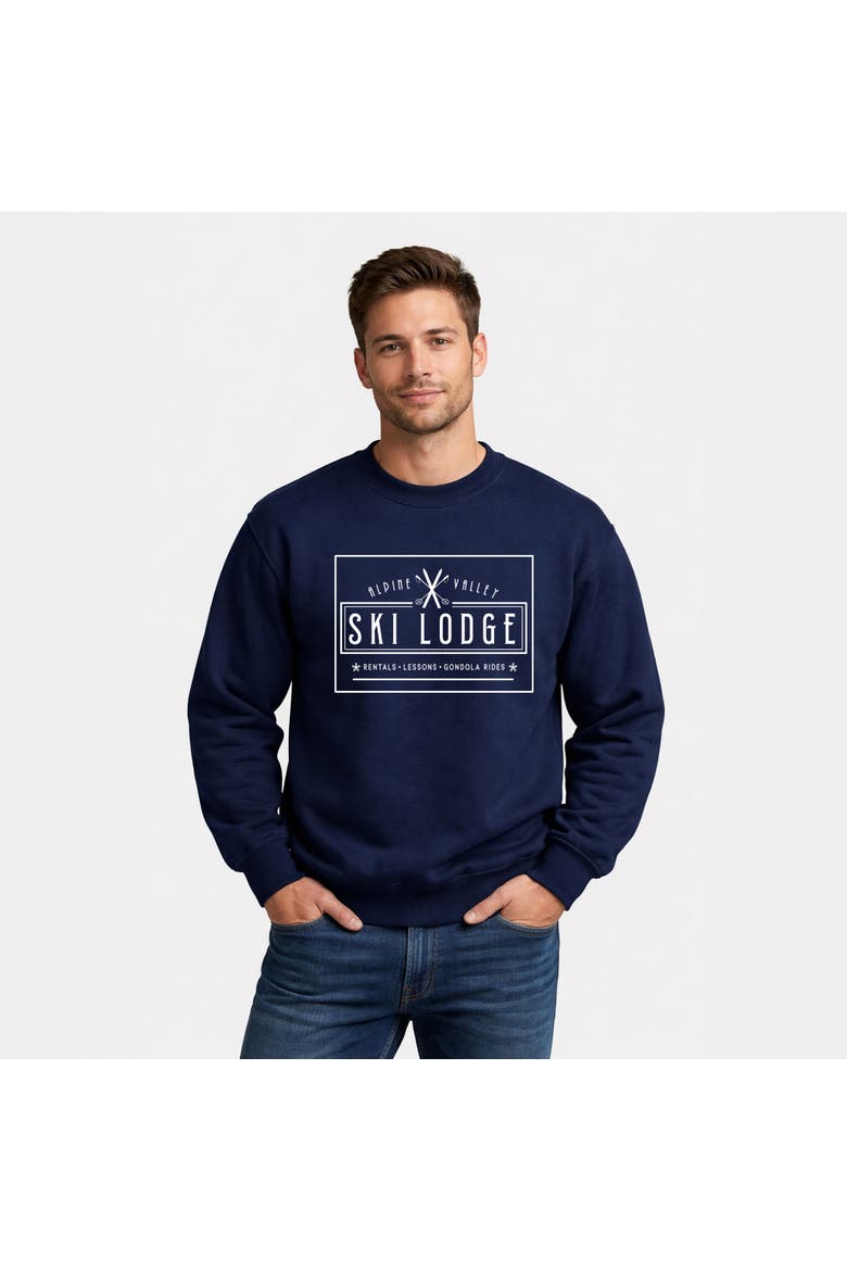 Alpine Valley Ski Lodge Graphic Sweatshirt, Main, color, True Navy