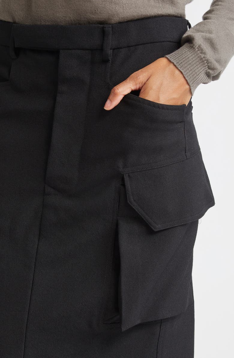 Rick Owens Firbanks Virgin Wool Twill Cargo Skirt, Alternate, color, Black