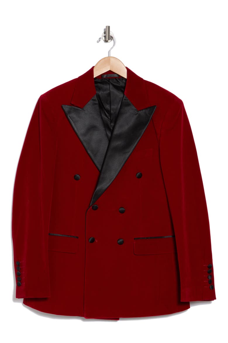 Slim Fit Velvet Tuxedo Jacket, Alternate, color, RED