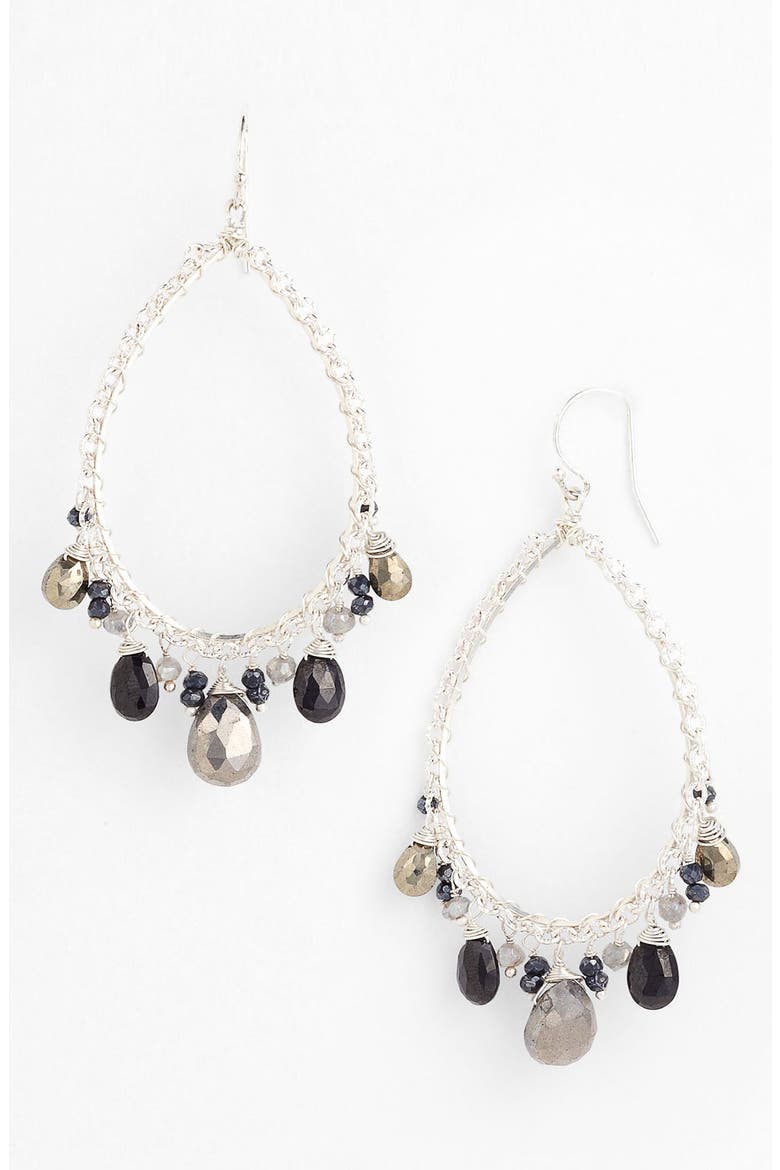 Teardrop Earrings, Main, color, SILVER/ MULTI BLACK