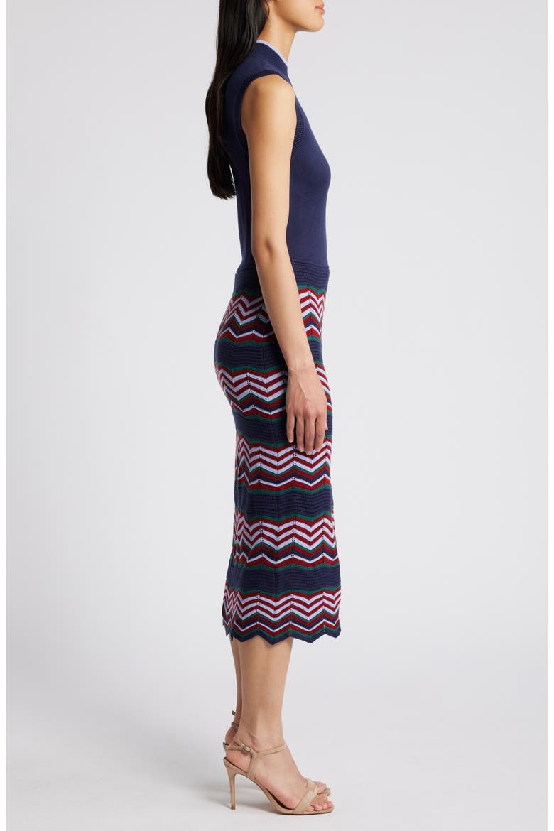 Sleeveless Mock Neck Body-Con Sweater Dress, Alternate, color, NAVY MULTI
