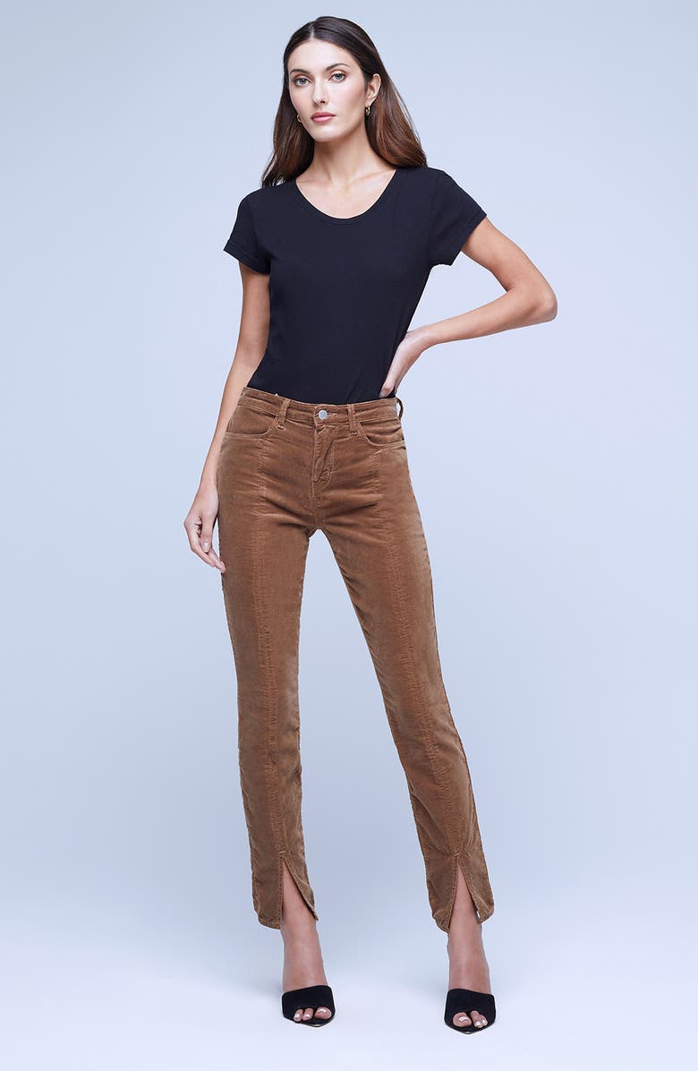 L'AGENCE Jyothi High Waist Split Ankle Skinny Jeans, Alternate, color, Truffle