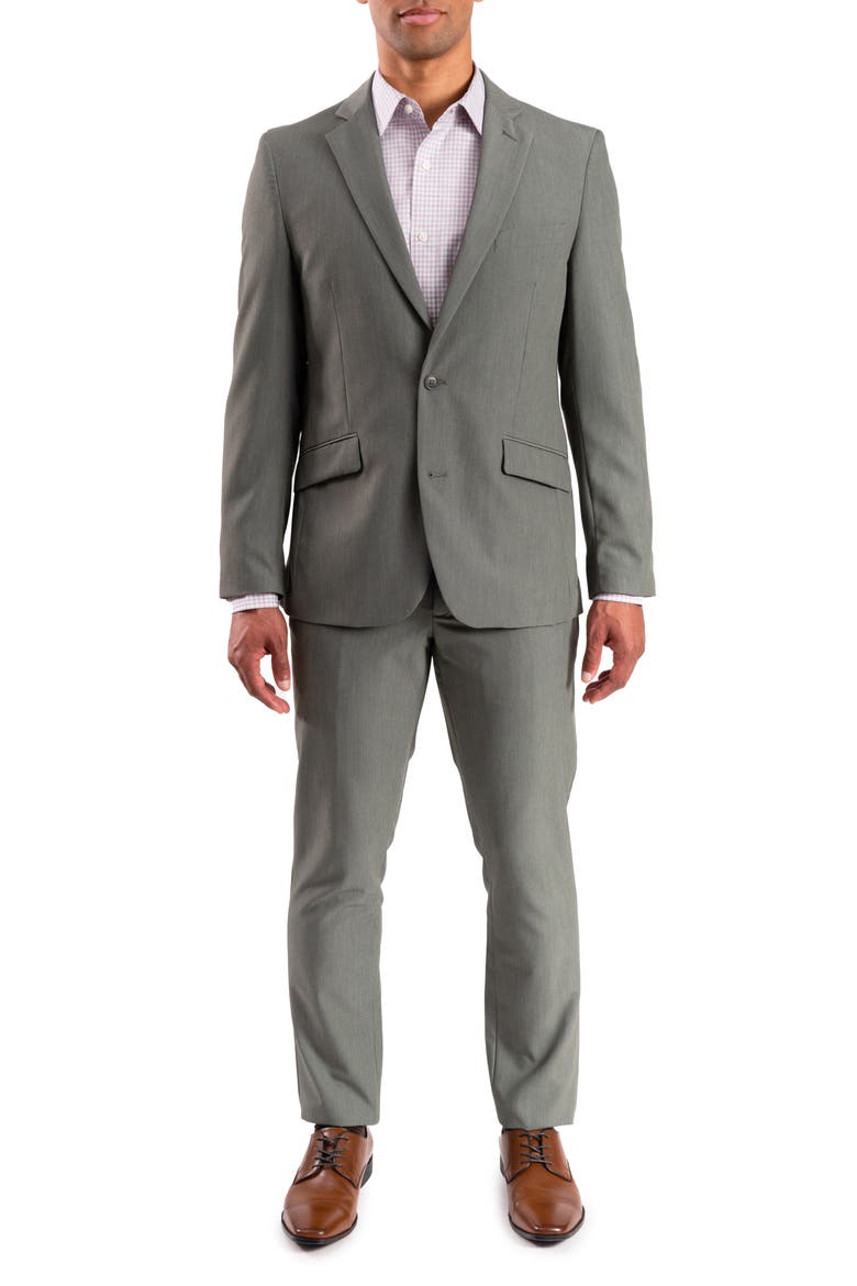 Bi-Stretch Solid 2-Piece Suit, Main, color, GREEN