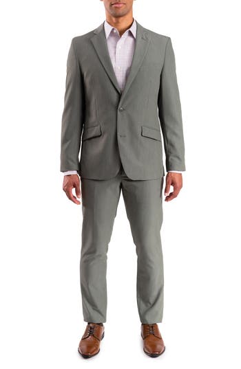 SAVILE ROW CO Bi-Stretch Solid 2-Piece Suit in Green at Nordstrom Rack, Size 38