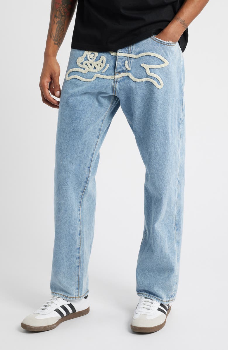 ICECREAM Vanilla Fit Cherry Running Dog Appliqué Jeans, Main, color, Butter Pecan