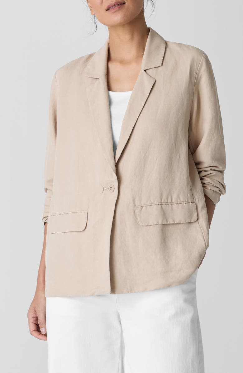 Eileen Fisher Organic Linen & Silk Blazer, Main, color, Wheat