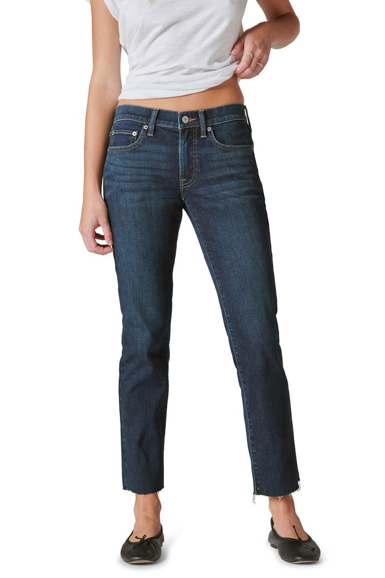 Sweet Straight Raw Hem Mid Rise Crop Straight Leg Jeans, Main, color, LOFI CT
