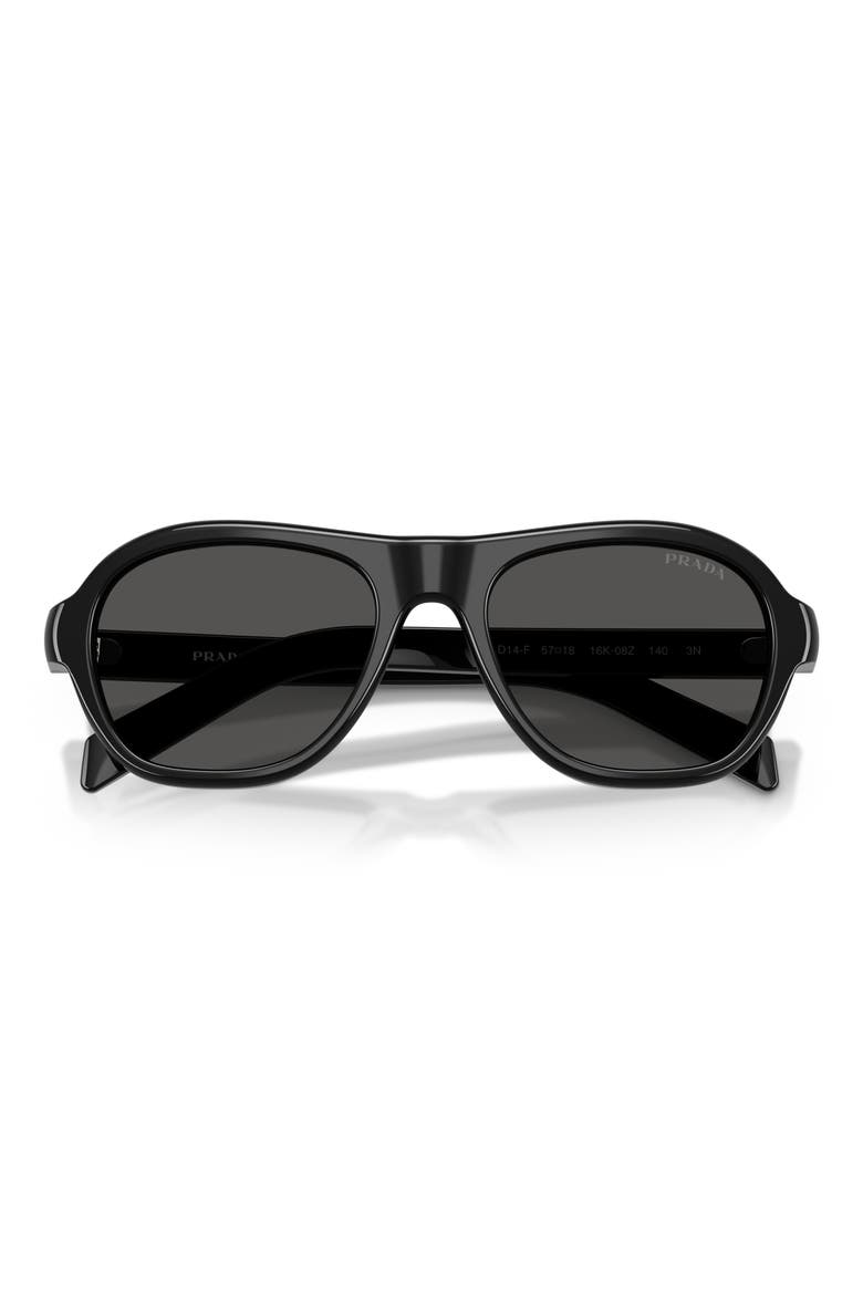 PR D14SF 57mm Pillow Sunglasses, Alternate, color, BLACK / DARK GREY