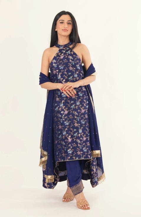 Lazuli Jacquard Halter Salwar Kameez
