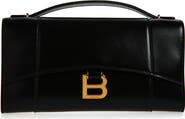 Balenciaga Hourglass Leather Top Handle Clutch
