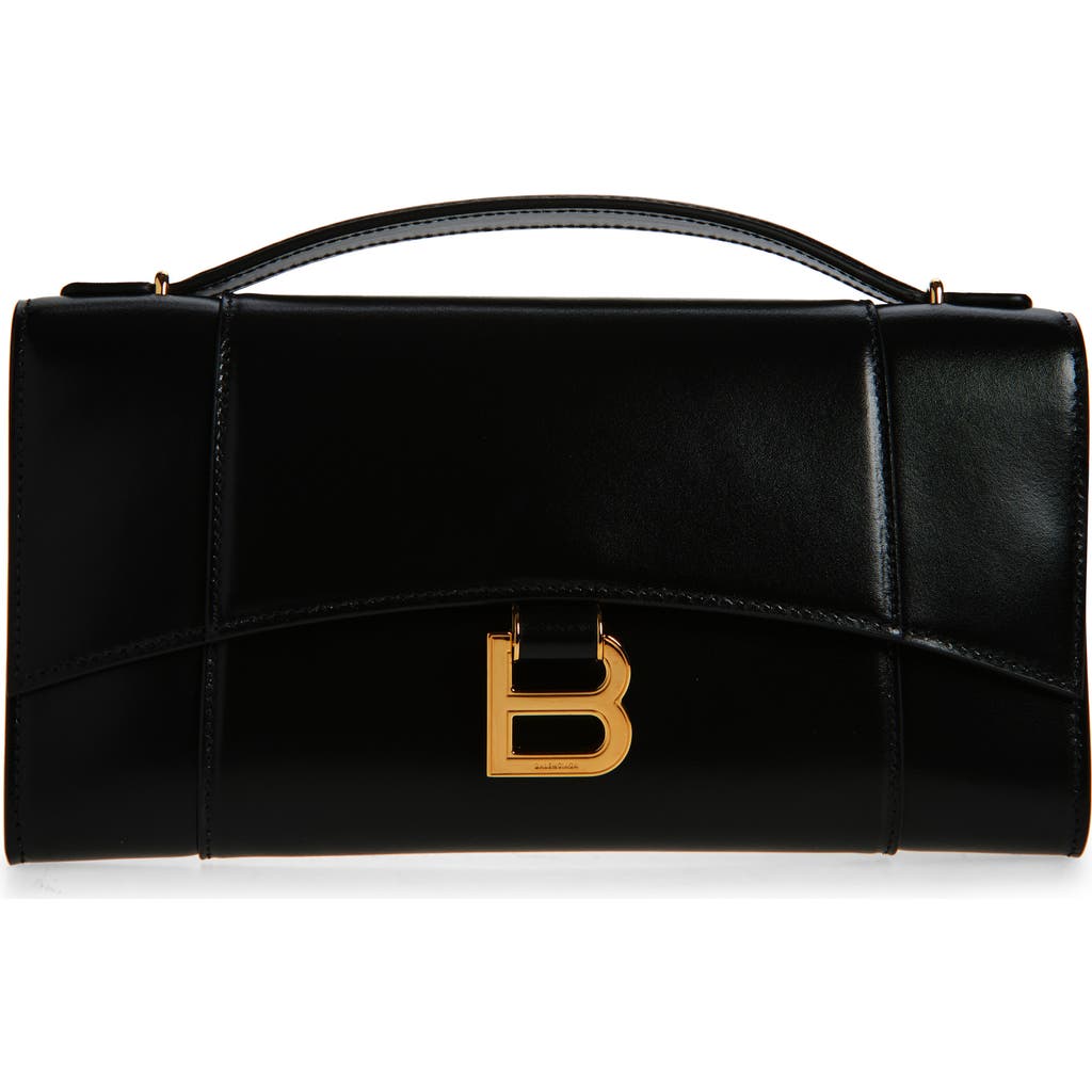 Balenciaga Hourglass Leather Top Handle Clutch