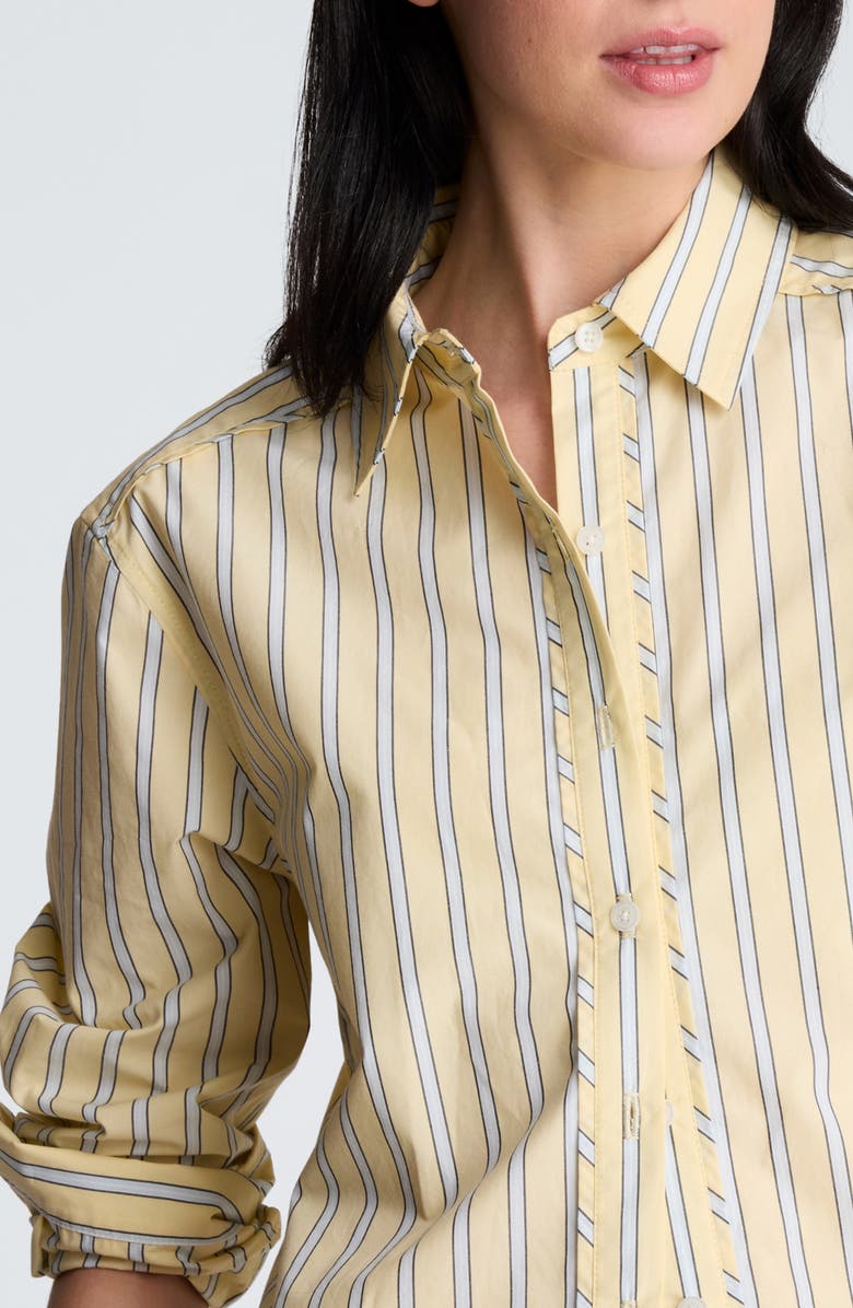 Kenneth Cole Stripe Crop Button-Up Shirt, Alternate, color, Pastel Yellow Multi