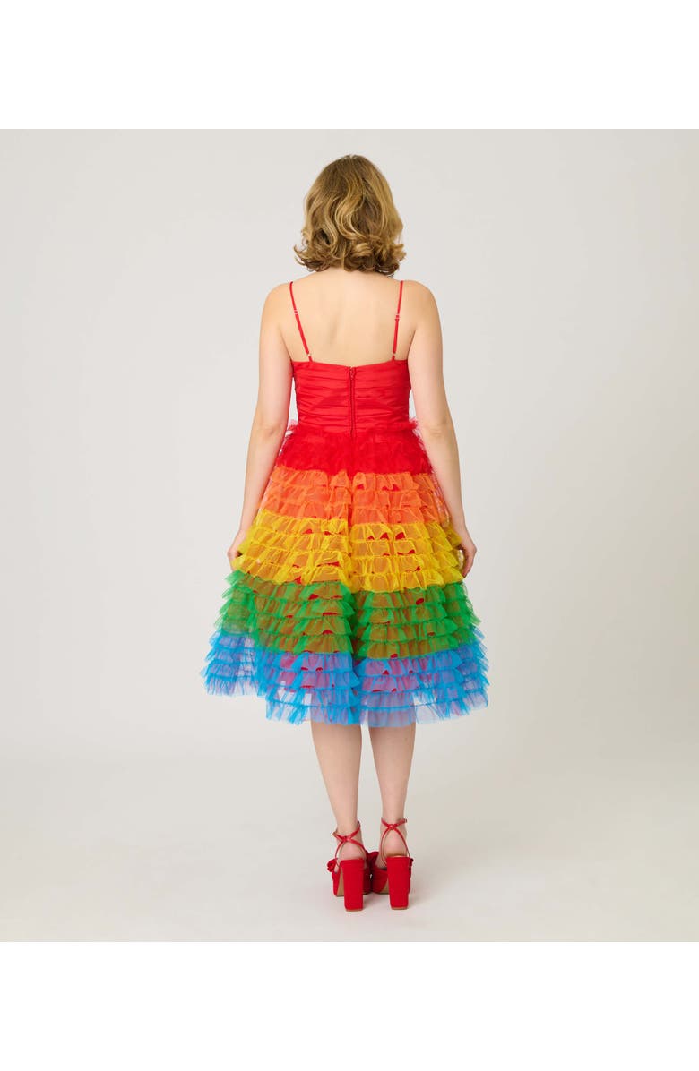Unique Vintage Tulle Sweetheart Cupcake Swing Dress, Alternate, color, Red Rainbow Stripe