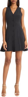 Donna Morgan Sleeveless Button Front Fit & Flare Minidress