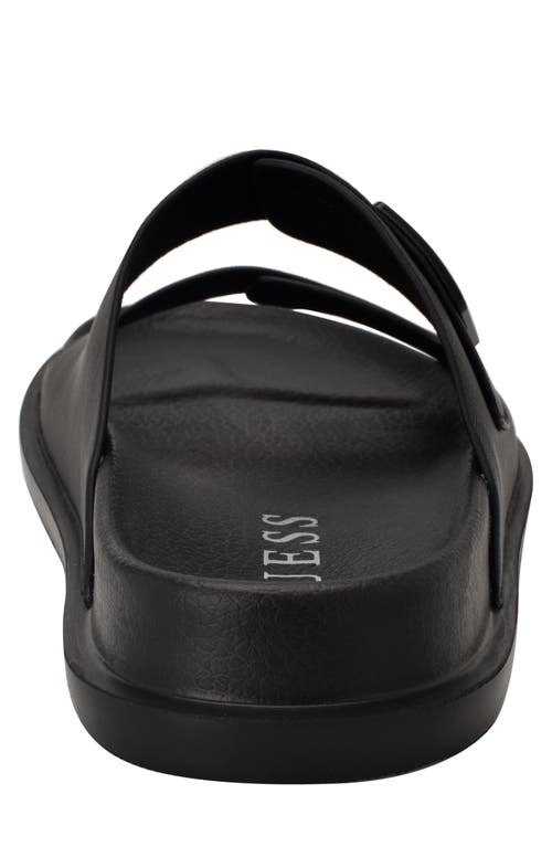 Guess Vugon Slide Sandal In Black Saffiano Texture