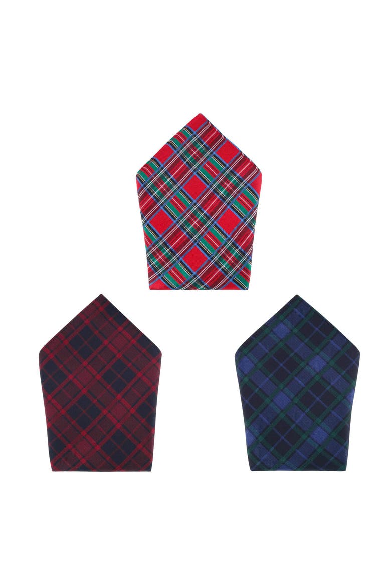 Plaid 13-inch Silk Pocket Square Trio 3 Pack, Main, color, Plaid 3 Pack