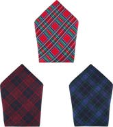 Trafalgar Plaid 13-inch Silk Pocket Square Trio 3 Pack