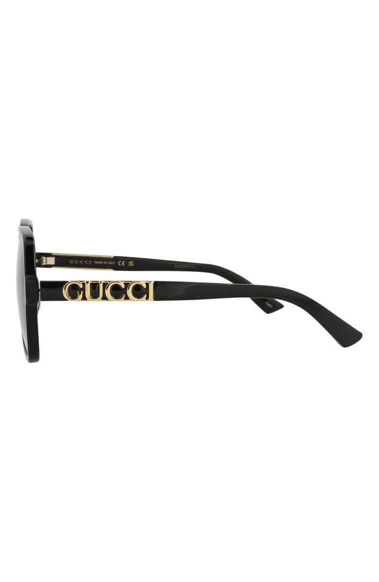 Gucci 58mm Square Sunglasses, Alternate, color, Black Black Grey