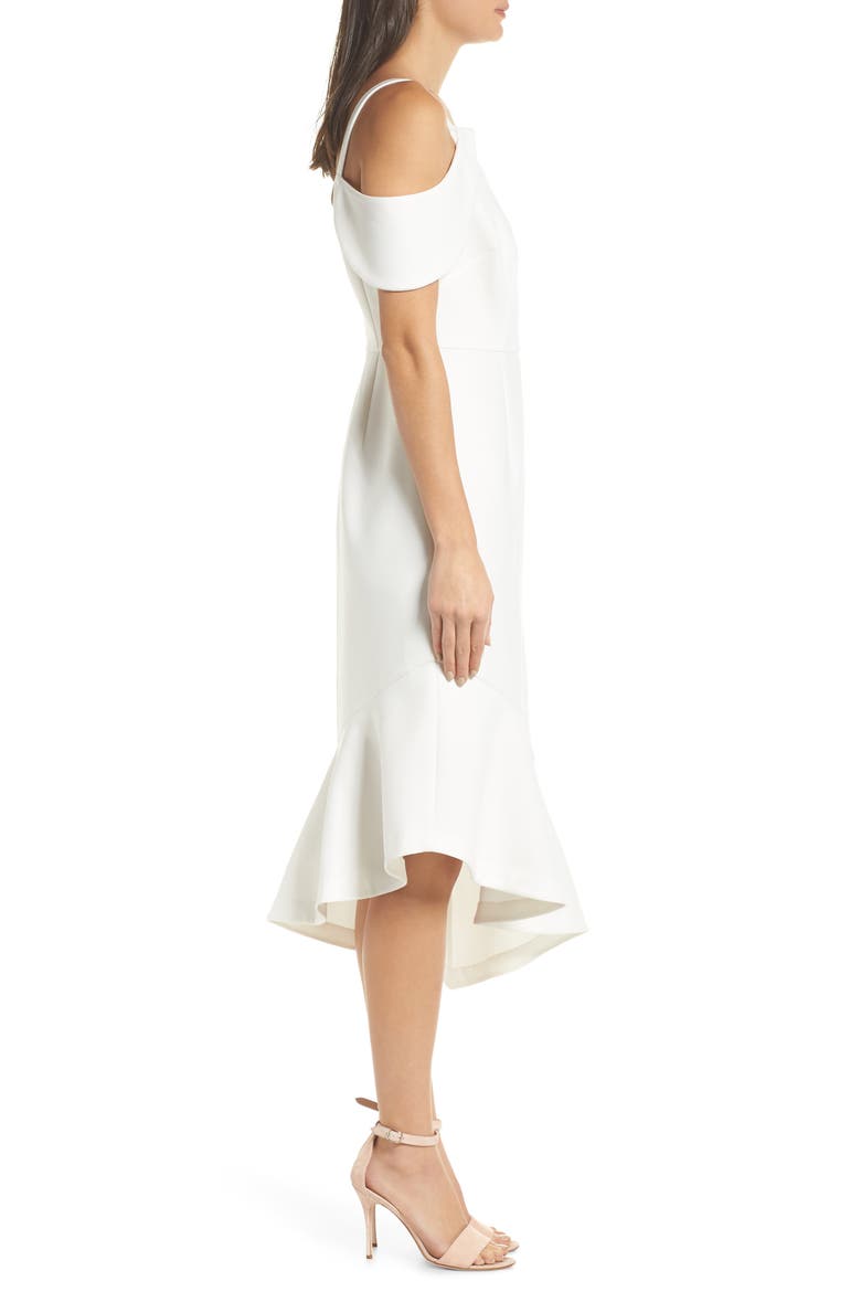 Sleeveless Asymmetrical Midi Dress, Alternate, color, WHITE