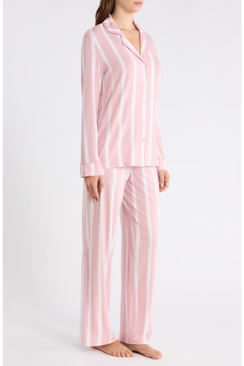 Moonlight Eco Knit Pajamas, Alternate, color, PINK- IVORY RIVIERA STRIPE