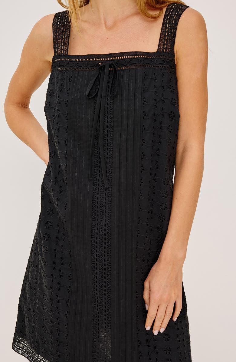 Rails Beckton Pintuck Cotton Broderie Anglaise Minidress, Alternate, color, Black