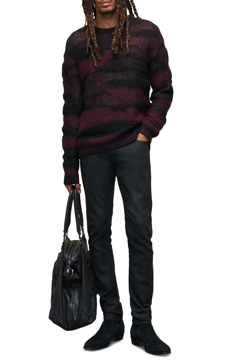 Stanly Burnout Stripe Sweater, Alternate, color, DARK PLUM