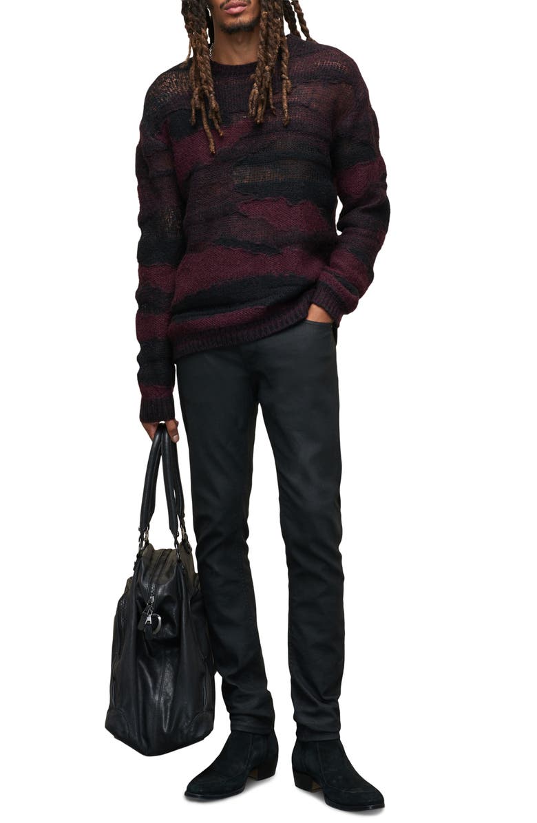 John Varvatos Stanly Burnout Stripe Sweater, Alternate, color,