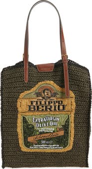 Anya Hindmarch Olive Oil Woven Raffia North/South Tote