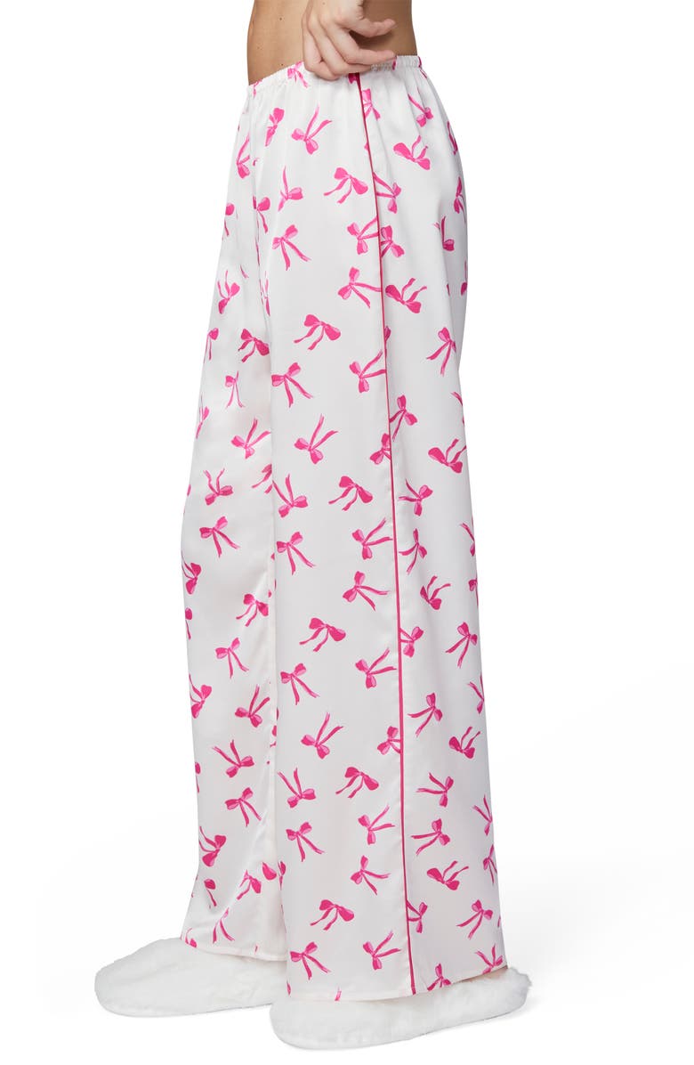 Florence by Mills Bow Satin Pajama Pants, Alternate, color, Jet Stream Bows