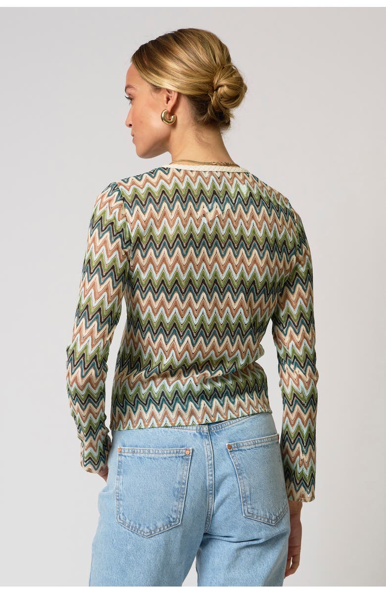 Central Park West Celine Rainbow Crochet Button Front Cardigan, Alternate, color, Neutral Multi